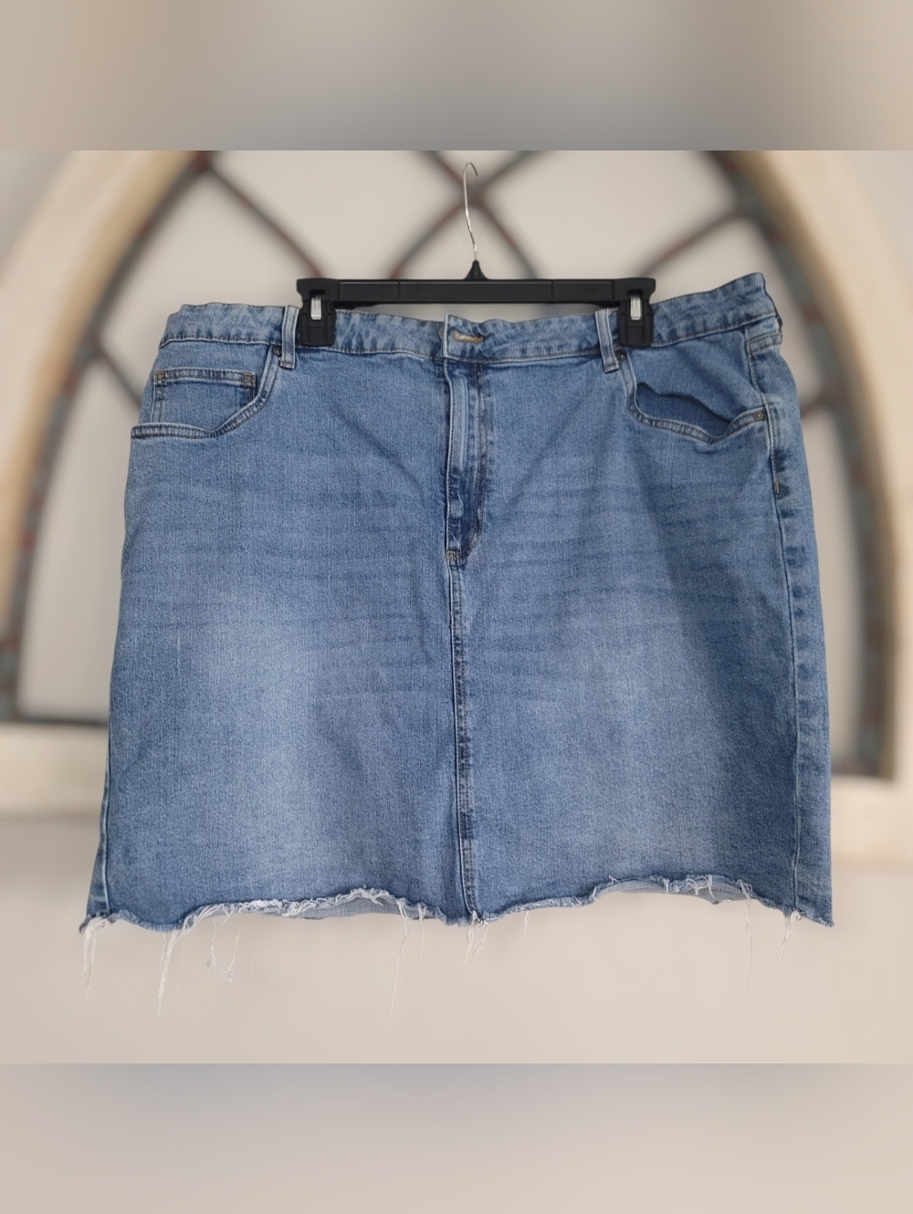 Cotton:On, Raw Hem Mini Skirt Blue Denim Womens Size 18